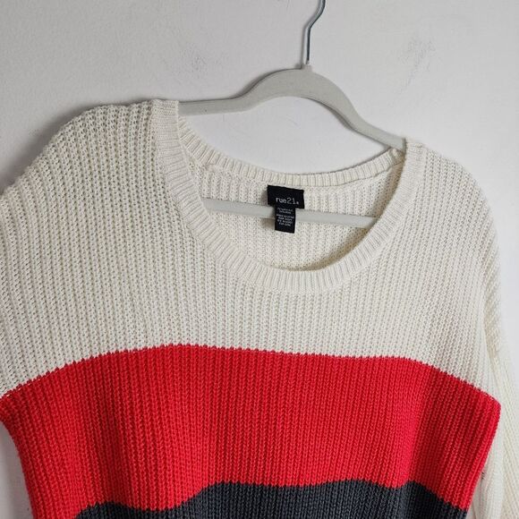 Rue 21 Ribbed Crop Sweater Top Tricolor Size L juniors - Picture 10 of 11